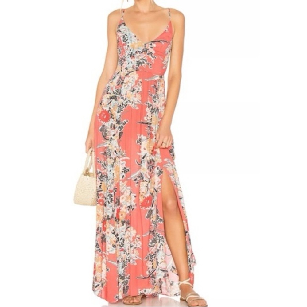 Free People Pink Asymmetrical Ruffled Maxi Dress - Preloved